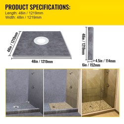 Suihkualtaan korokesarja 1219 mm leveä 1219 mm syvä vedenpitävä PVC-laippa ruostumaton ritilä