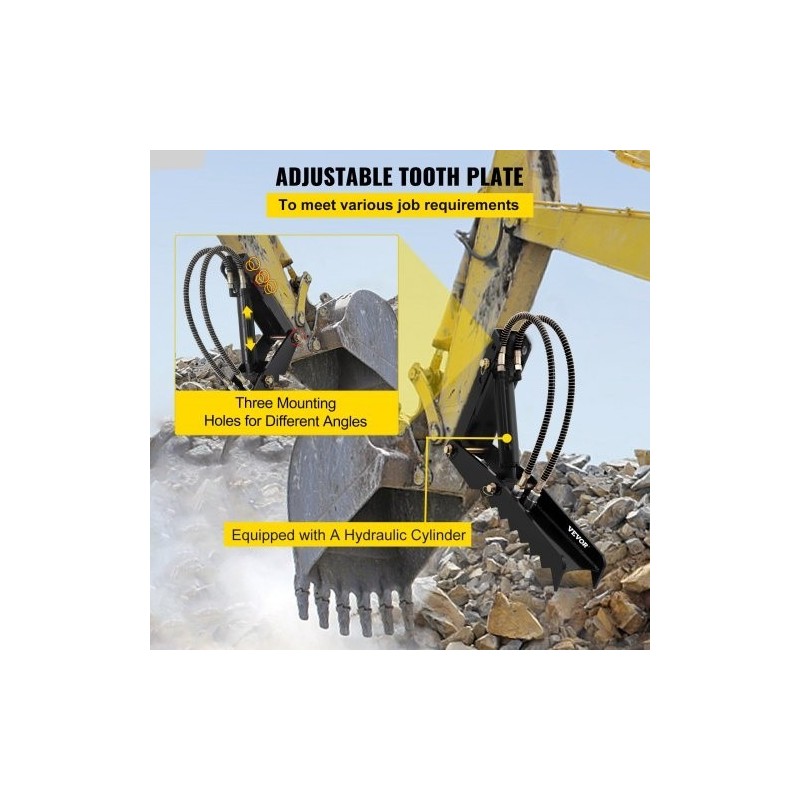 Kaivuripeukalo teräs 24 tuumaa puolituumainen hammastettu levy hydraulisylinterillä pultattava