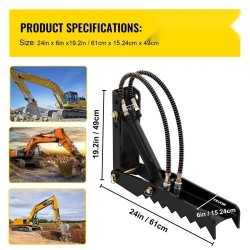 Kaivuripeukalo teräs 24 tuumaa puolituumainen hammastettu levy hydraulisylinterillä pultattava