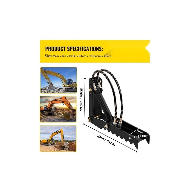 Kaivuripeukalo teräs 24 tuumaa puolituumainen hammastettu levy hydraulisylinterillä pultattava