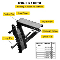Kaivuripeukalo teräksinen kahdeksantoista tuuman puoli tuuman hammastus pulttikiinnitteinen säädettävä