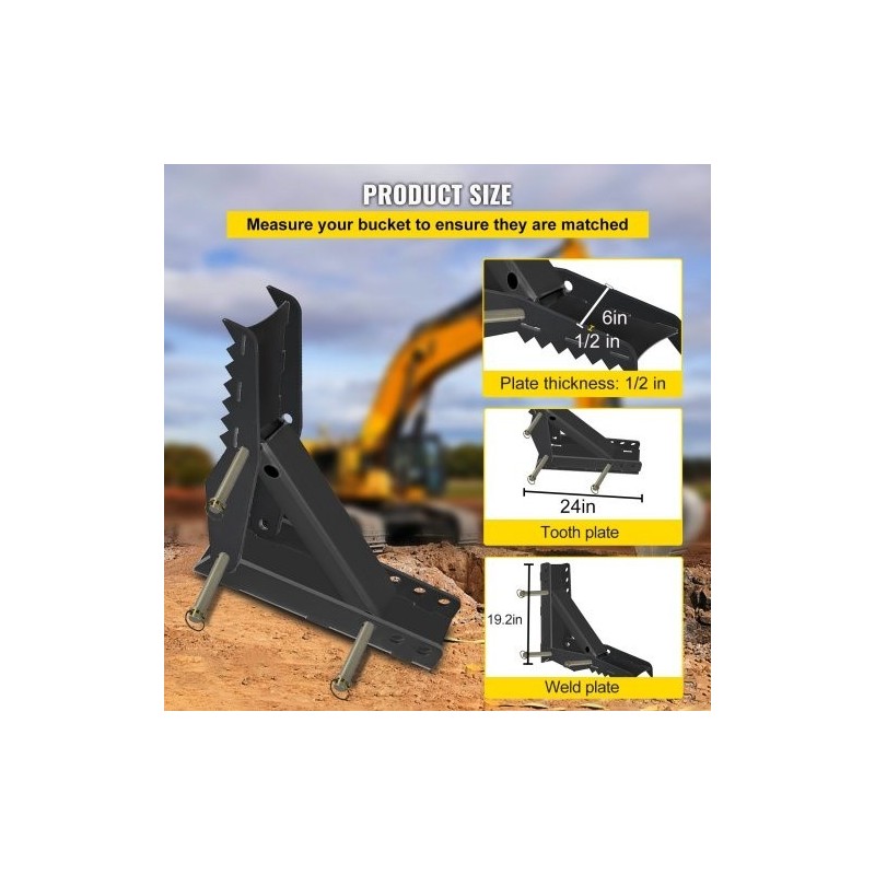 Kaivinkoneen tartuntapeukalo 24 tuumaa teräs puolituuman hammastuslevy pultattava