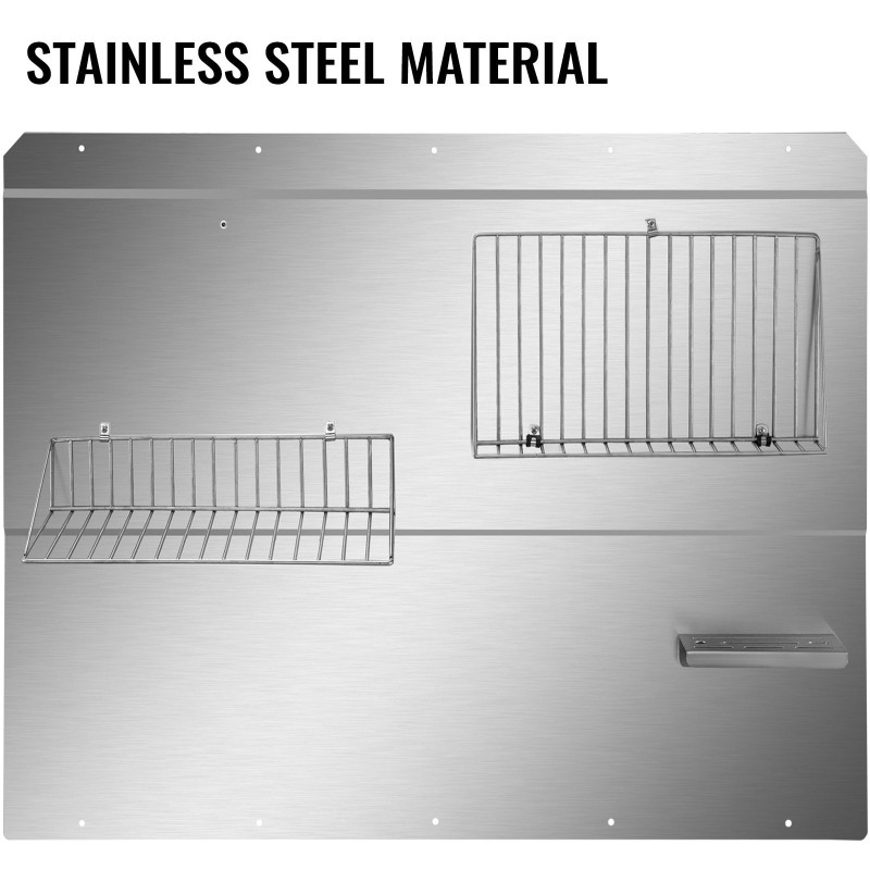 Liesituulettimen roiskesuoja ruostumatonta terästä 914x860 mm kahdella hyllyllä veitsitelineellä