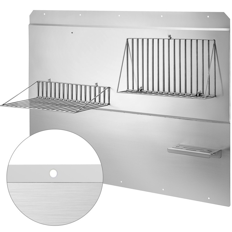 Liesituulettimen roiskesuoja ruostumatonta terästä 914x860 mm kahdella hyllyllä veitsitelineellä
