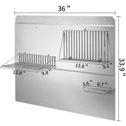 Liesituulettimen roiskesuoja ruostumatonta terästä 914x860 mm kahdella hyllyllä veitsitelineellä