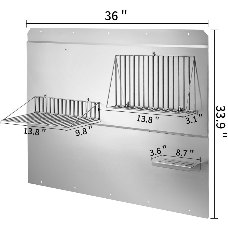 Liesituulettimen roiskesuoja ruostumatonta terästä 914x860 mm kahdella hyllyllä veitsitelineellä