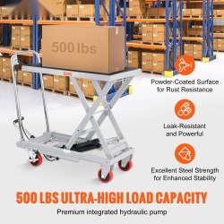 Hydraulinen saksinostopöytäkärry pinnoitettua terästä 230 kg 700 x 450 mm 4 pyörää