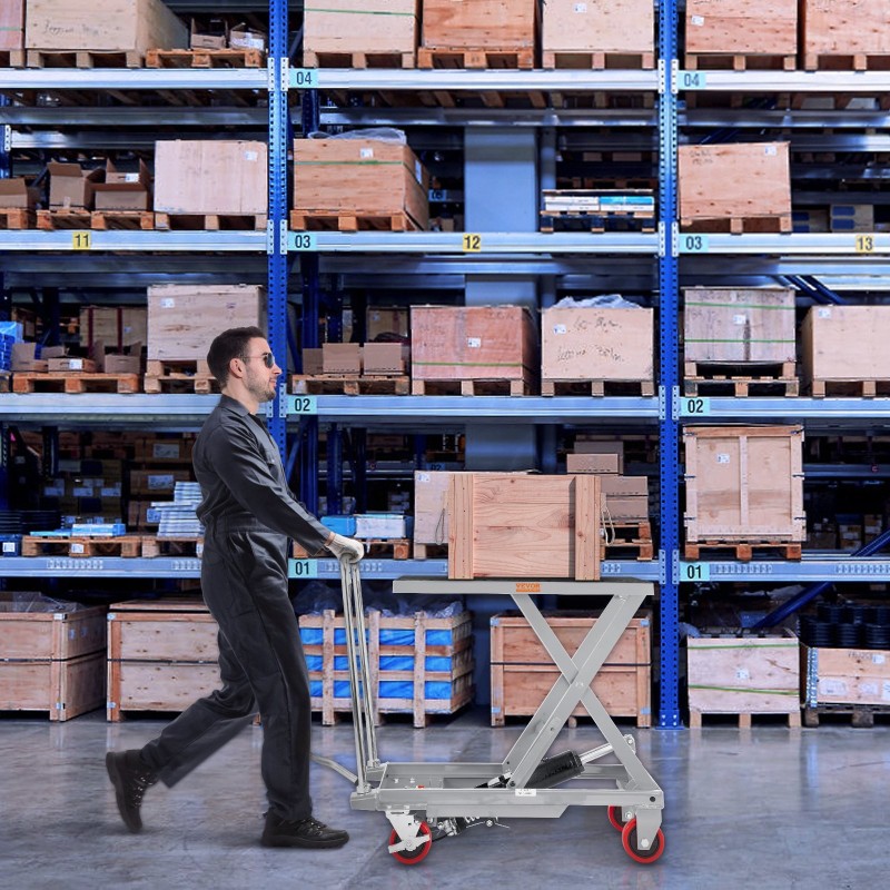 Hydraulinen saksinostopöytäkärry pinnoitettua terästä 230 kg 700 x 450 mm 4 pyörää