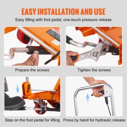 Hydraulinen saksinostopöytä 150 kg kantavuus 220–720 mm nostokorkeus 4 pyörää