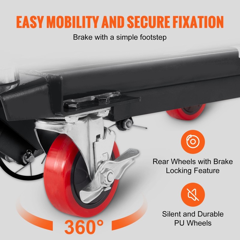 Hydraulinen saksinostopöytä 230 kg kantavuus 220–720 mm nostokorkeus lukittavat pyörät