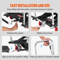 Hydraulinen saksinostopöytä 230 kg kantavuus 220–720 mm nostokorkeus lukittavat pyörät