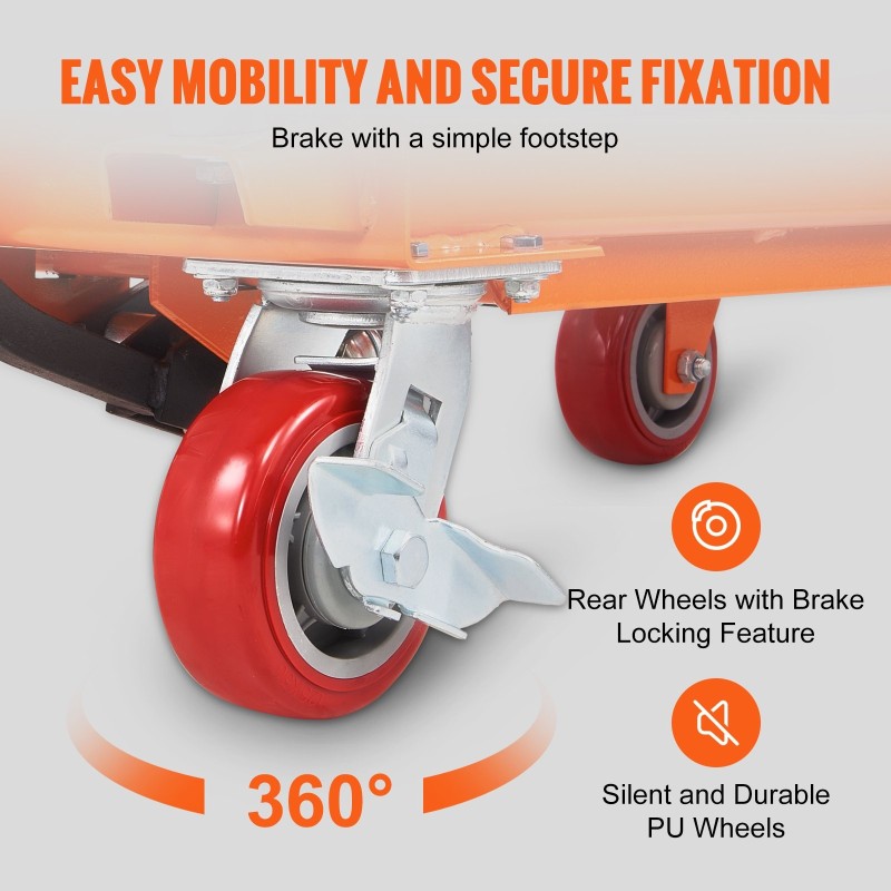 Hydraulinen saksinostopöytäkärri pulverimaalattu teräsrunko 500 kg 285–900 mm 4 lukittavaa pyörää