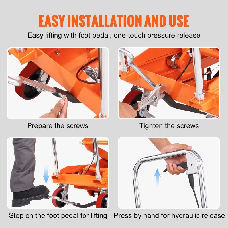 Hydraulinen saksikärry teräs 800 kg alusta 1200x600 mm 500–1500 mm