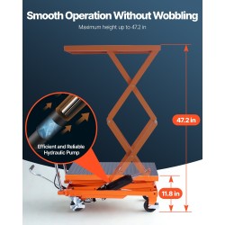 Manuaalinen hydraulinen nostopöytä teräsrunko 226,8 kg 300–1200 mm 700 x 450 mm