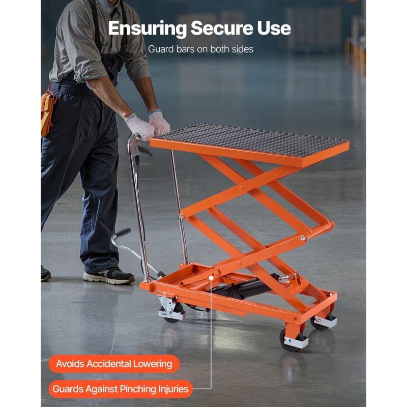 Manuaalinen hydraulinen nostopöytä teräsrunko 226,8 kg 300–1200 mm 700 x 450 mm