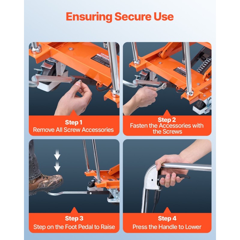 Manuaalinen hydraulinen nostopöytä teräsrunko 226,8 kg 300–1200 mm 700 x 450 mm