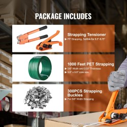 PET sidontapaketti 304,8 m nauha 300 metallilukkoa 500 kg murtolujuus lavojen sidontaan