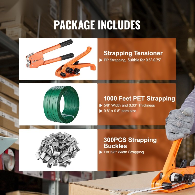 PET sidontapaketti 304,8 m nauha 300 metallilukkoa 500 kg murtolujuus lavojen sidontaan