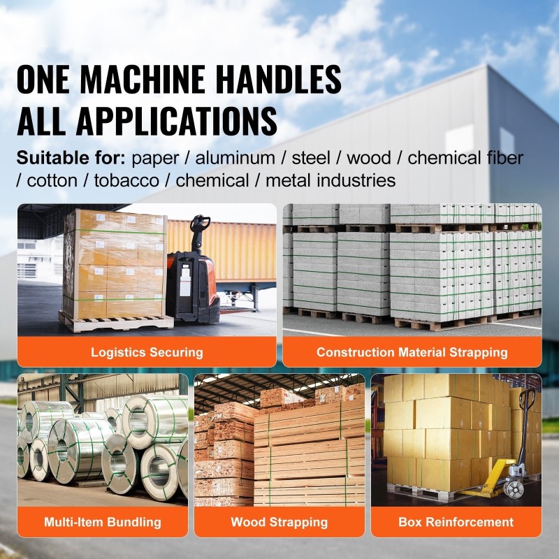 Paineilmatoiminen kiristyskone alumiiniseosrunko PP- ja PET-vanteille 1/2–3/4 tuuman