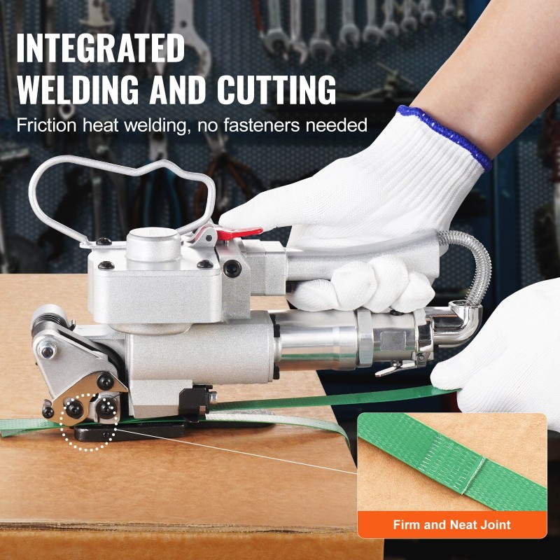 Paineilmatoiminen kiristyskone alumiiniseosrunko PP- ja PET-vanteille 1/2–3/4 tuuman