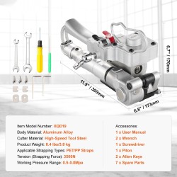Paineilmatoiminen kiristyskone alumiiniseosrunko PP- ja PET-vanteille 1/2–3/4 tuuman