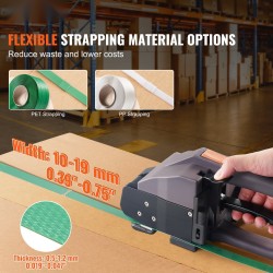Sähkökäyttöinen sidontakone PP- ja PET-nauhoille 10–19 mm, harjaton moottori, 2 irrotettavaa litiumakkua