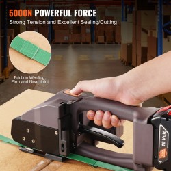 Sähkökäyttöinen sidontakone PP- ja PET-nauhoille 10–19 mm, harjaton moottori, 2 irrotettavaa litiumakkua