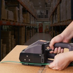 Sähkökäyttöinen sidontakone PP- ja PET-nauhoille 10–19 mm, harjaton moottori, 2 irrotettavaa litiumakkua