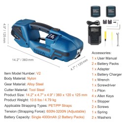 Automaattinen sähköinen vannekiristin PP- ja PET-vanteille 0,9–1,6 cm 2 akkua