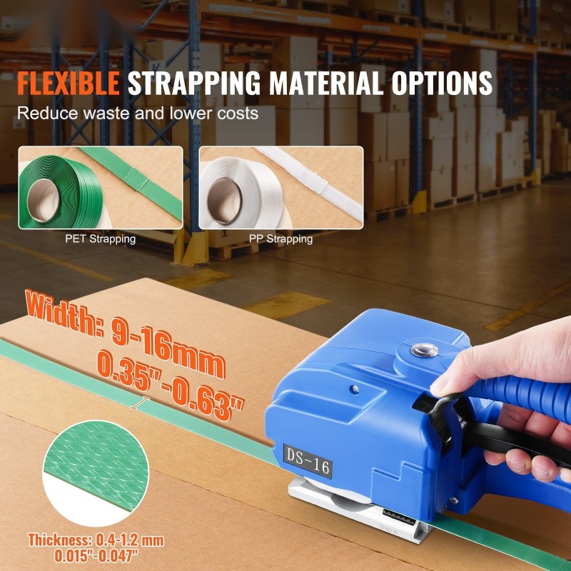 Automaattinen sähköinen kiristyssidekone PP- ja PET-nauhoille 0,9–1,6 cm