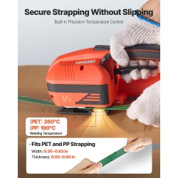 Sähkökäyttöinen vannekiristin PP ja PET vanteille 9–16 mm kaksi akkua digitaalinen näyttö