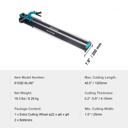 Manuaalinen laattaleikkuri 1200 mm posliini ja keramiikkalaatoille volframikarbidinen leikkuupyörä kaksinkertaiset kiskot