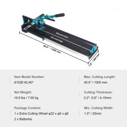 Manuaalinen laattaleikkuri 1000 mm keraamisille ja posliinilaattoille infrapunasuuntaus kovametallileikkuupyörällä