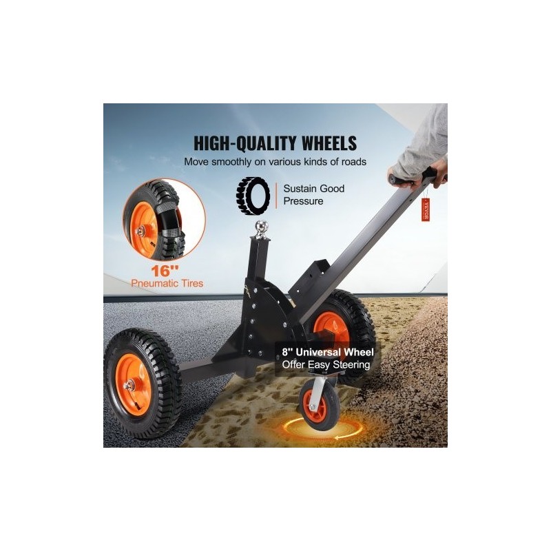 Perävaunun siirtäjä hiiliteräs 680 kg 60–90 cm kuula 16 tuuman renkailla