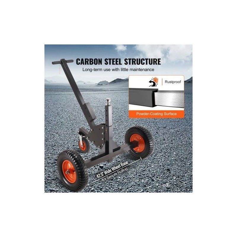 Perävaunun siirtäjä hiiliteräs 680 kg 60–90 cm kuula 16 tuuman renkailla