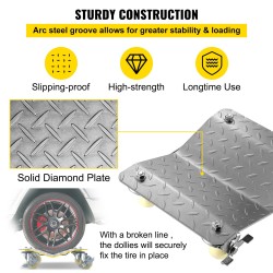 Ajoneuvon siirtovaunut 2 kpl teräs 500 kg vaunua kohti 406x305 mm