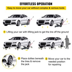 Ajoneuvon siirtovaunut 2 kpl teräs 500 kg vaunua kohti 406x305 mm