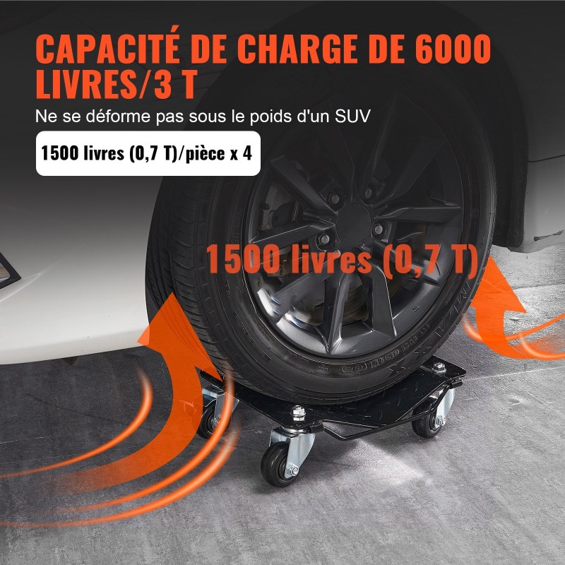 Teräksinen rengaskelkka neljän kappaleen setti kolmen tonnin kantavuudella jarrullisilla pyörillä