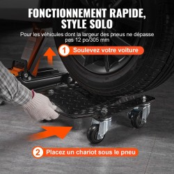 Teräksinen rengaskelkka neljän kappaleen setti kolmen tonnin kantavuudella jarrullisilla pyörillä