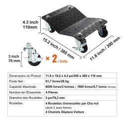 Teräksinen rengaskelkka neljän kappaleen setti kolmen tonnin kantavuudella jarrullisilla pyörillä
