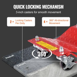 Rengasvaunasarja raskasta terästä 3,6 tonnin kantavuus 4 kappaletta kääntyvillä jarrupyörillä