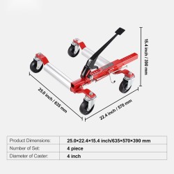 Pyöränostinsarja 4 kpl hydraulinen nosto 1500 paunaa 360 astetta kääntyvät pyörät