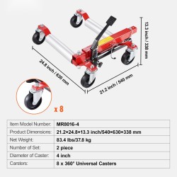 Hydraulinen rengastunkki 2 kpl 680 kilogramman kantavuus 360 astetta kääntyvät pyörät