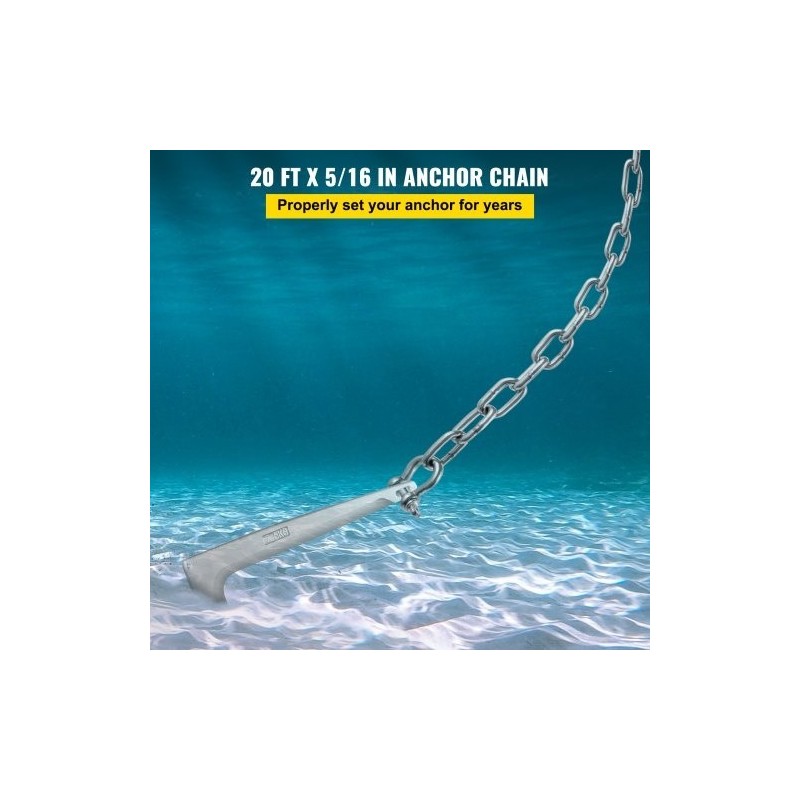 Ankkurikettinki 316-ruostumattomasta teräksestä 6,1 m 8 mm kaksi D-sakkelia pienille veneille