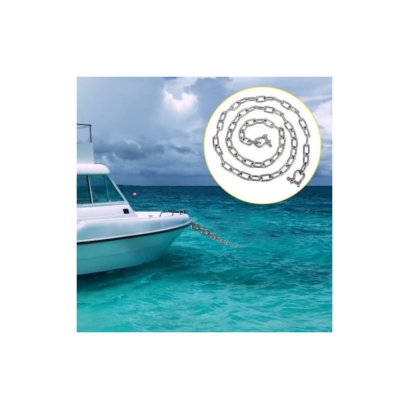 Ankkurikettinki 316-ruostumattomasta teräksestä 6,1 m 8 mm kaksi D-sakkelia pienille veneille