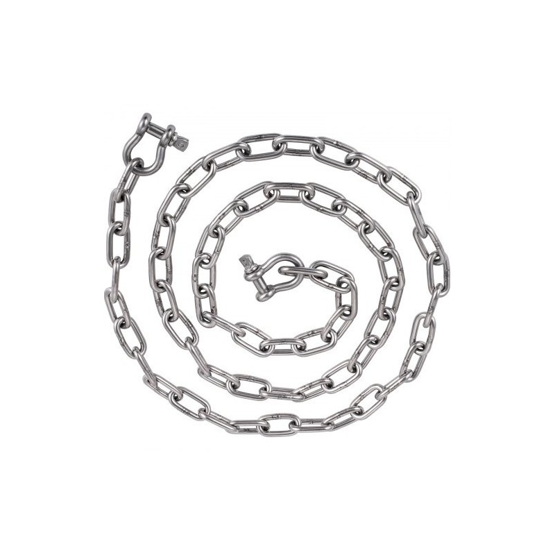 Ankkurikettinki 316-ruostumattomasta teräksestä 6,1 m 8 mm kaksi D-sakkelia pienille veneille