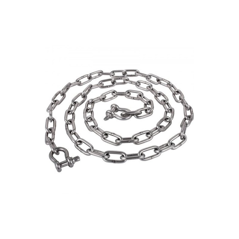 Ankkurikettinki 316-ruostumattomasta teräksestä 6,1 m 8 mm kaksi D-sakkelia pienille veneille