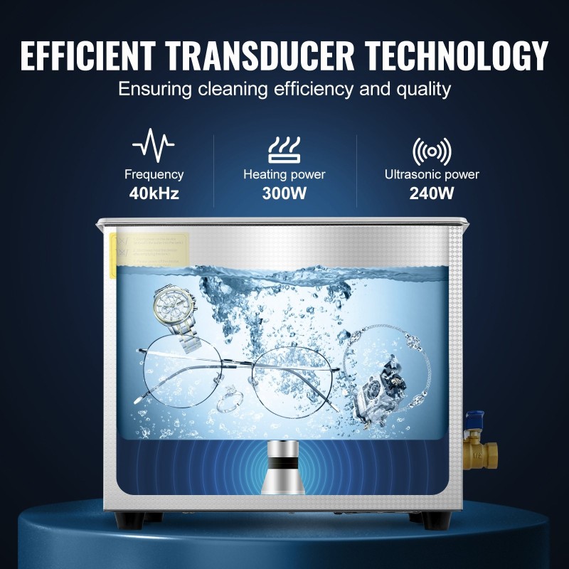 Ultraäänipesuri 10 l 304 ruostumaton teräs 40 kHz digitaalinen ajastin ja lämmitin