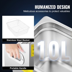 Ultraäänipesuri 10 l 304 ruostumaton teräs 40 kHz digitaalinen ajastin ja lämmitin