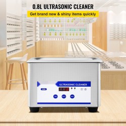 Ultraäänipesuri 0,8 l 304-ruostumaton teräsallas 40 kHz 24 W ajastin LED-näytöllä